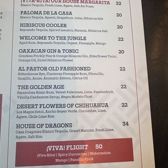 ¡VIVA! - Cocktail menu - Mexican Near Me - Las Vegas, Nevada