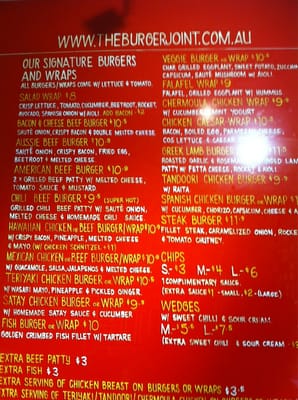 Menu photo 4 The Burger Joint Darlinghurst, NSW Menu photo 4 The Burger Joint Darlinghurst, NSW