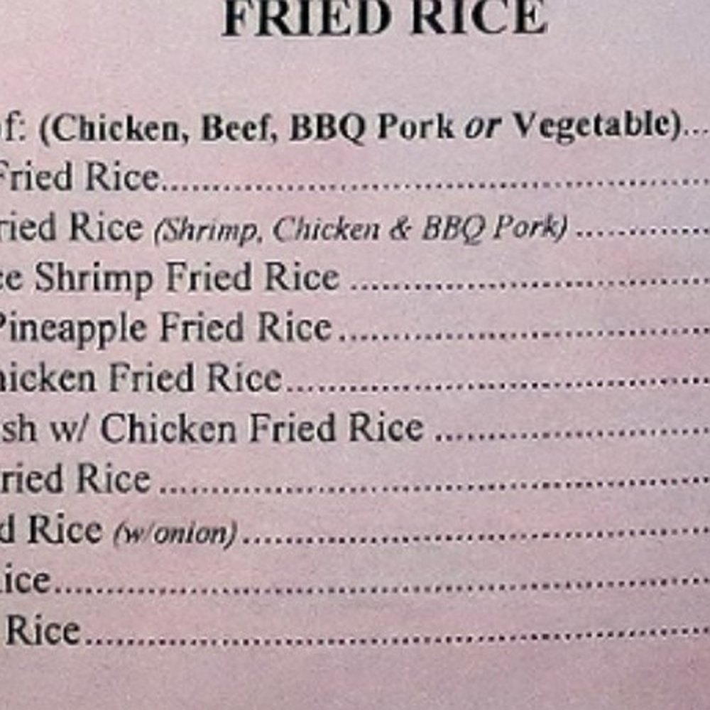 see the price of the egg fried rice just $6.98.