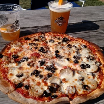 Lewis & Clark Brewery - Pizza is a work of art, the toppings are fresh and deliver top notch flavor. I combined the brat, Pepperoni and black olive. - Breweries Near Me - Helena, Montana