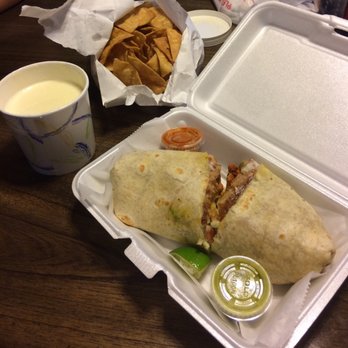 El Pilar - Chicken burrito with chips and queso - Mexican Near Me - Riviera Beach, Maryland