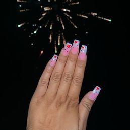 Fun 4th of July nails. They were open on the 4th, great service. Fun 4th of July nails. They were open on the 4th, great service.