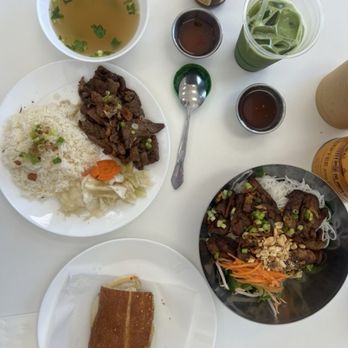 Sesame Dinette - rice dish ($17) + vermicelli noodles ($17) + bánh mì đặc biệt ($13) - Vietnamese Near Me - Long Beach, California Sesame Dinette - rice dish ($17) + vermicelli noodles ($17) + bánh mì đặc biệt ($13) - Vietnamese Near Me - Long Beach, California