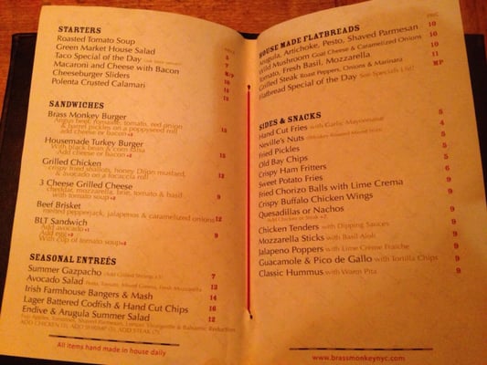Menu photo 6 Brass Monkey New York, NY