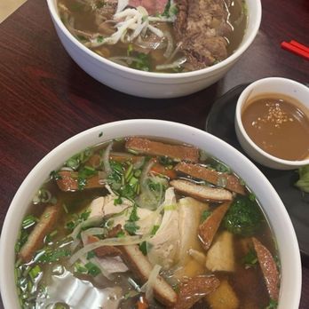 Mr Pho - Top: Beefy Pho Combination. Bottom: Vegan Pho with added Chicken - Vietnamese Near Me - Merced, California Mr Pho - Top: Beefy Pho Combination. Bottom: Vegan Pho with added Chicken - Vietnamese Near Me - Merced, California