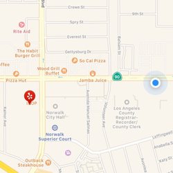 Social Security - The address is wrong on here. The blue dot is where the Social Security office actually is.