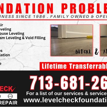 Level Check Foundation Repair - Foundation Repair Near Me - Magnolia, Texas Level Check Foundation Repair - Foundation Repair Near Me - Magnolia, Texas