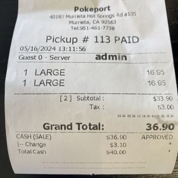 PokePort - Murrieta - Receipt for poke bowls - Poke Near Me - Murrieta, California PokePort - Murrieta - Receipt for poke bowls - Poke Near Me - Murrieta, California