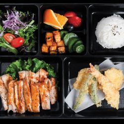 Chicken Teriyaki Bento With Shrimp and Vegetable Tempura
