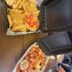 BVL Oyster Bar - 1 pound of shrimp with Cajun butter and crab dip.