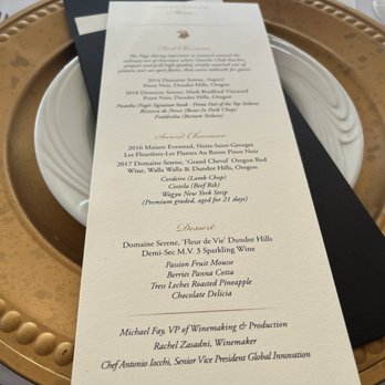 Domaine Serene - Gold eagle dinner menu, complete with food poisoning to follow! - Wineries Near Me - Dayton, Oregon Domaine Serene - Gold eagle dinner menu, complete with food poisoning to follow! - Wineries Near Me - Dayton, Oregon