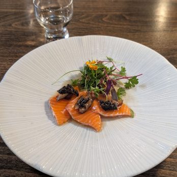 Hummingbird Sushi - Salmon miso mushroom crudo - Japanese Near Me - Seattle, Washington Hummingbird Sushi - Salmon miso mushroom crudo - Japanese Near Me - Seattle, Washington
