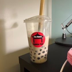 Duc House - TO-Go Taro flavor bubble tea with milk--extra tapioca.
