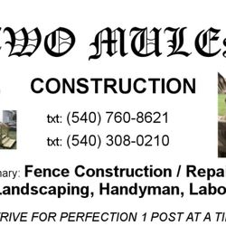 Two Mules Construction - Business card.