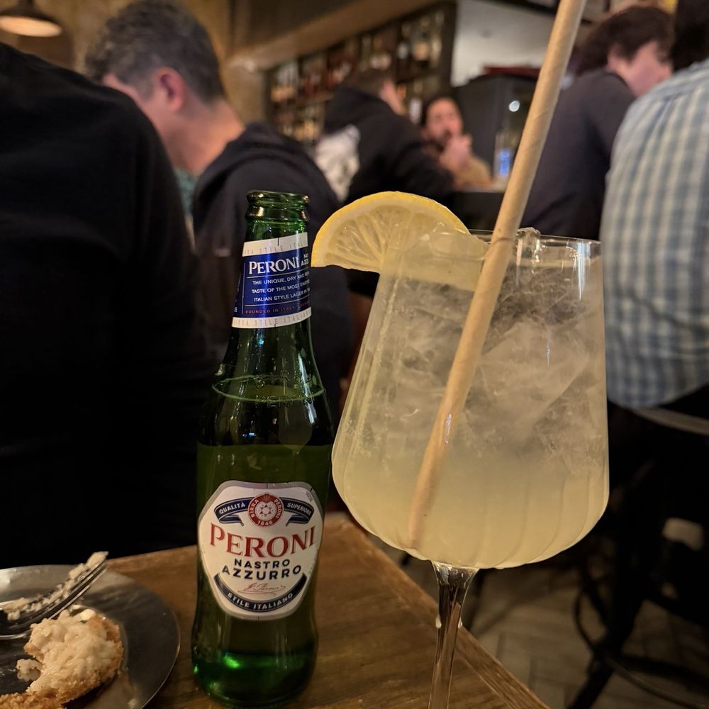 Trapizzino - Watered down Hugo Spritz and beer - Italian Near Me - New York, New York Trapizzino - Watered down Hugo Spritz and beer - Italian Near Me - New York, New York