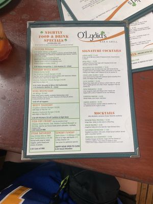 Menu photo 1 O' Lydia's Milwaukee, WI Menu photo 1 O' Lydia's Milwaukee, WI