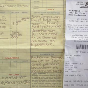 Integrity Heating & Cooling - They charged me $79 to give me a fake diagnostic (told me $800 worth of work was need, but a trip to Menards and $18 fixed it!) - Heating & Air Conditioning/HVAC Near Me - Mokena, Illinois