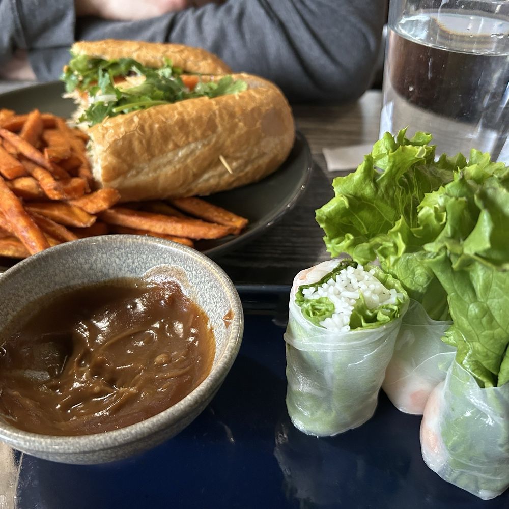 Papaya - Shrimp spring roll with peanut sauce, pork belly banh mi, the worst yam fries ever - Vietnamese Near Me - Renton, Washington