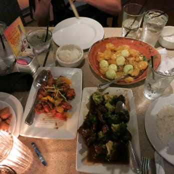 P.F. Chang's - Our table. Honey Walnut Shrimp, Beef and Broccoli and Orange Peel Chicken. - Chinese Near Me - Honolulu, Hawaii P.F. Chang's - Our table. Honey Walnut Shrimp, Beef and Broccoli and Orange Peel Chicken. - Chinese Near Me - Honolulu, Hawaii