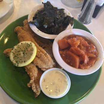 Southern Eats - Southern Eats Fried Catfish with Yams and Southern Collard Greens - Southern Near Me - Arlington, Texas