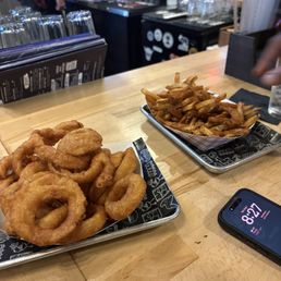 Beer Battered Onion Rings and Seasoned Fries Beer Battered Onion Rings and Seasoned Fries