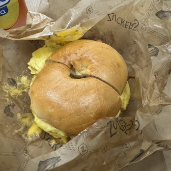 Zucker’s - Bacon egg and cheese on a plain bagel - Bagels Near Me - New York, New York Zucker’s - Bacon egg and cheese on a plain bagel - Bagels Near Me - New York, New York