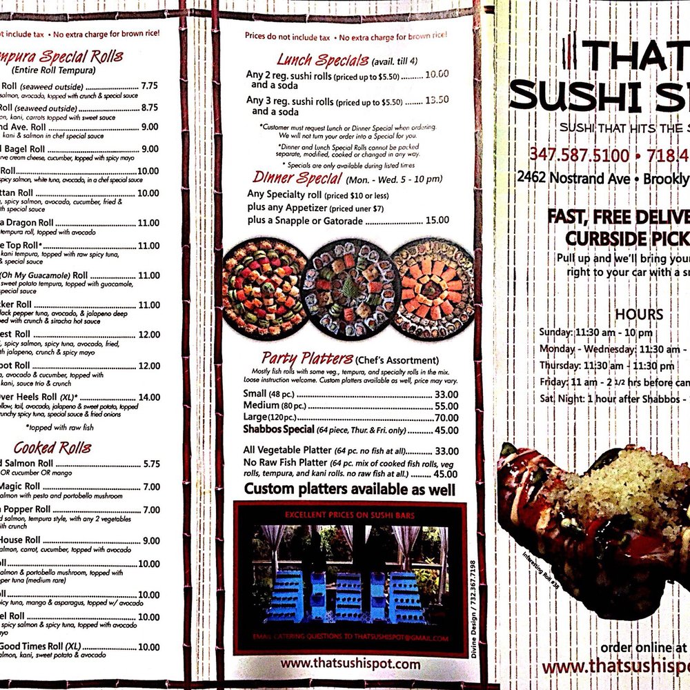 That Sushi Spot - Menu - Outside - Sushi Bars Near Me - Brooklyn, New York That Sushi Spot - Menu - Outside - Sushi Bars Near Me - Brooklyn, New York