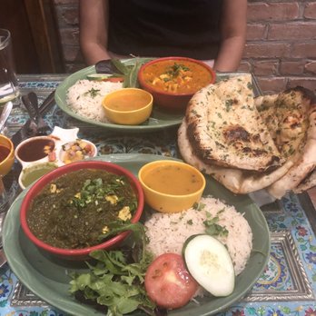 Karma Kafe - Paneer Palak (Paneer Cheese Cubes in a Spiced Creamy Spinach Sauce, served with Basmati Rice and dal)($12). - Indian Near Me - Hoboken, New Jersey Karma Kafe - Paneer Palak (Paneer Cheese Cubes in a Spiced Creamy Spinach Sauce, served with Basmati Rice and dal)($12). - Indian Near Me - Hoboken, New Jersey