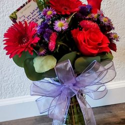 Extreme Blossoms Florist - Red and purple bouquet, $50