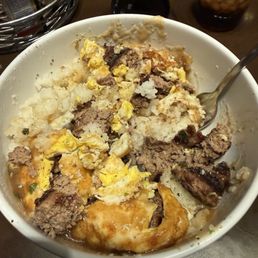Loco Moco (White rice, hamburger, gravy, and fried egg) Loco Moco (White rice, hamburger, gravy, and fried egg)