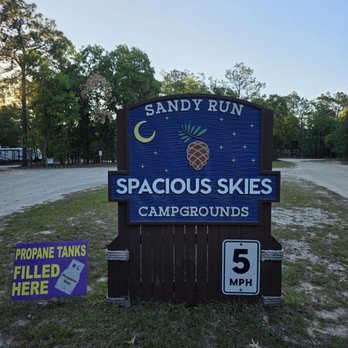 Spacious Skies Campgrounds - Sandy Run - Campground Sign - Campgrounds Near Me - Fayetteville, North Carolina