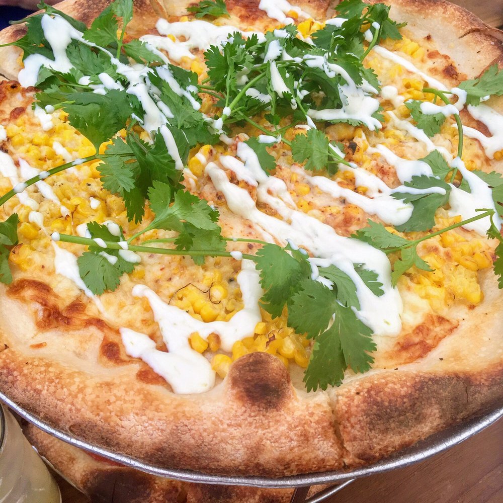 Starbelly - Roasted corn, white cheddar, Aleppo Chilies with lime aioli pizza - New American Near Me - San Francisco, California Starbelly - Roasted corn, white cheddar, Aleppo Chilies with lime aioli pizza - New American Near Me - San Francisco, California