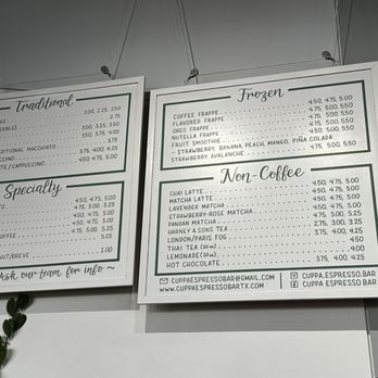 Cuppa Espresso Bar - Menu - Coffee & Tea Near Me - Irving, Texas