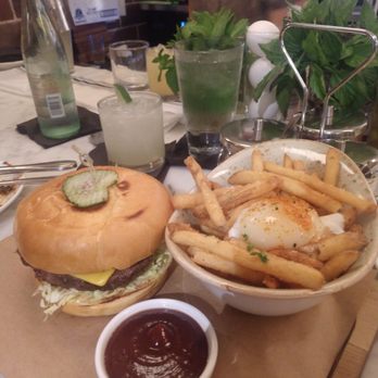 The Peached Tortilla - Burger and fries with egg - Asian Fusion Near Me - Austin, Texas The Peached Tortilla - Burger and fries with egg - Asian Fusion Near Me - Austin, Texas