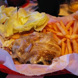 Brickyard Lounge and Grill - Provolone Cheeseburger with Grilled Onions