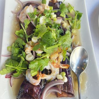 Saladang Garden - Yum Eggplant Salad w/ shrimp - Thai Near Me - Pasadena, California Saladang Garden - Yum Eggplant Salad w/ shrimp - Thai Near Me - Pasadena, California
