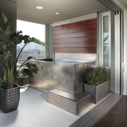 Diamond Spas - Stainless Steel Rooftop Spa with water feature