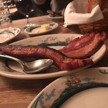 Peter Luger - Thick Luger 's Sizzling Bacon which isnt cooked to the point of crispy chip sensation, pretty decent actually - Steakhouses Near Me - Brooklyn, New York Peter Luger - Thick Luger 's Sizzling Bacon which isnt cooked to the point of crispy chip sensation, pretty decent actually - Steakhouses Near Me - Brooklyn, New York