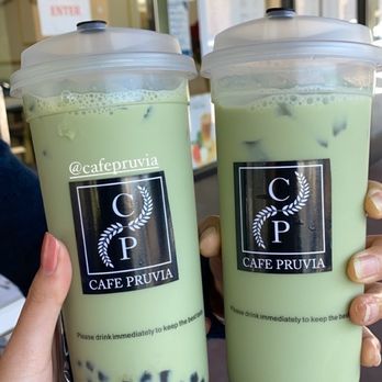 Cafe Pruvia - iced matcha latte with boba - Bubble Tea Near Me - Gardena, California Cafe Pruvia - iced matcha latte with boba - Bubble Tea Near Me - Gardena, California