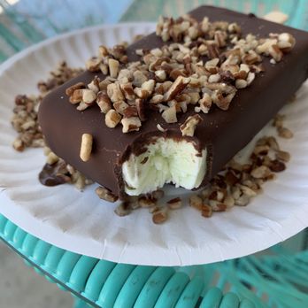 Holy Pops - Pistachio paleta dipped in chocolate w peans - Desserts Near Me - San Antonio, Texas