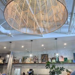 Sol Food Petaluma - Rattan chandelier