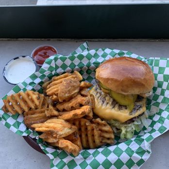 Fernside - FERNSIDE BURGER with SIDE WAFFLE FRIES - Cocktail Bars Near Me - San Diego, California