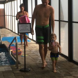My son getting his first ribbon at AQUA swim school!