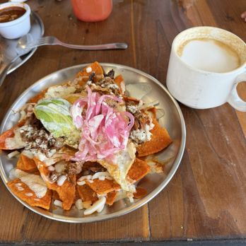 Madrez Cafe - Chilaquiles with birria instead of carnitas - Coffee & Tea Near Me - Flagstaff, Arizona Madrez Cafe - Chilaquiles with birria instead of carnitas - Coffee & Tea Near Me - Flagstaff, Arizona