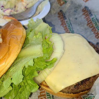 Crabby's Dockside - Plain pre-frozen burger, generic cheese, cheap bun. Horrible Berger!!! - Seafood Near Me - Clearwater Beach, Florida