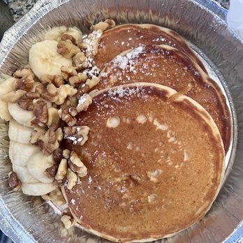 Shanes Brooklyn - Classic Pancakes with Banana & Walnuts (wish the cake inside) - New American Near Me - Brooklyn, New York Shanes Brooklyn - Classic Pancakes with Banana & Walnuts (wish the cake inside) - New American Near Me - Brooklyn, New York
