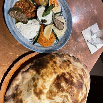 Bosphorous Turkish Cuisine - Mixed Appetizer (Karisik Meze) and LAVAS (Hollow Bread) - Turkish Near Me - Winter Park, Florida
