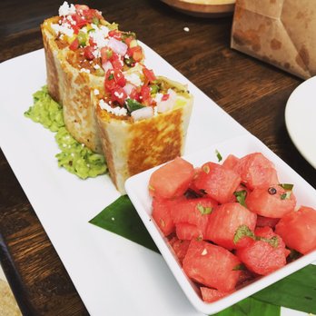 Corto Lima - Breakfast chorizo burrito with watermelon salad - Latin American Near Me - Lexington, Kentucky