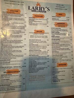 Menu photo 5 Larry's Grill House Tarpon Springs, FL