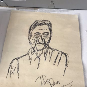 Clock Restaurant - a drawing of a man on a piece of paper - Breakfast & Brunch Near Me - Gainesville, Florida